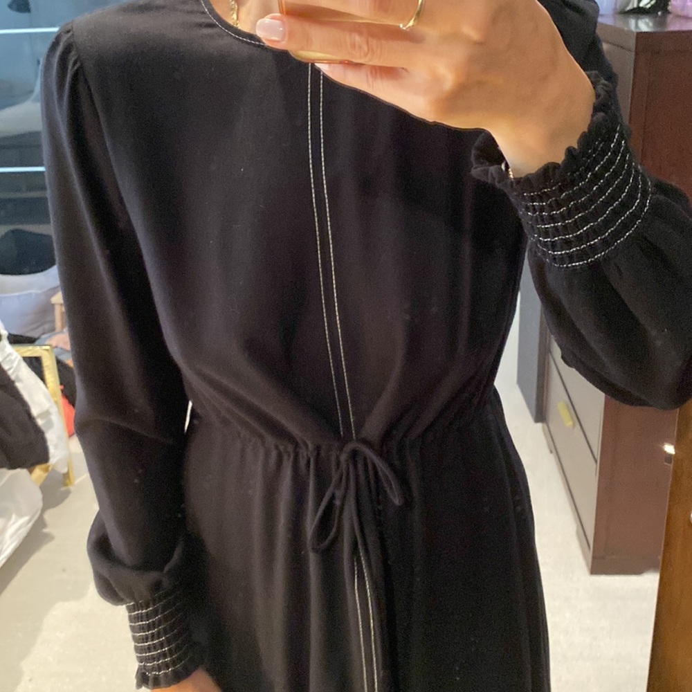 Zara long sleeved tie waist viscose dress